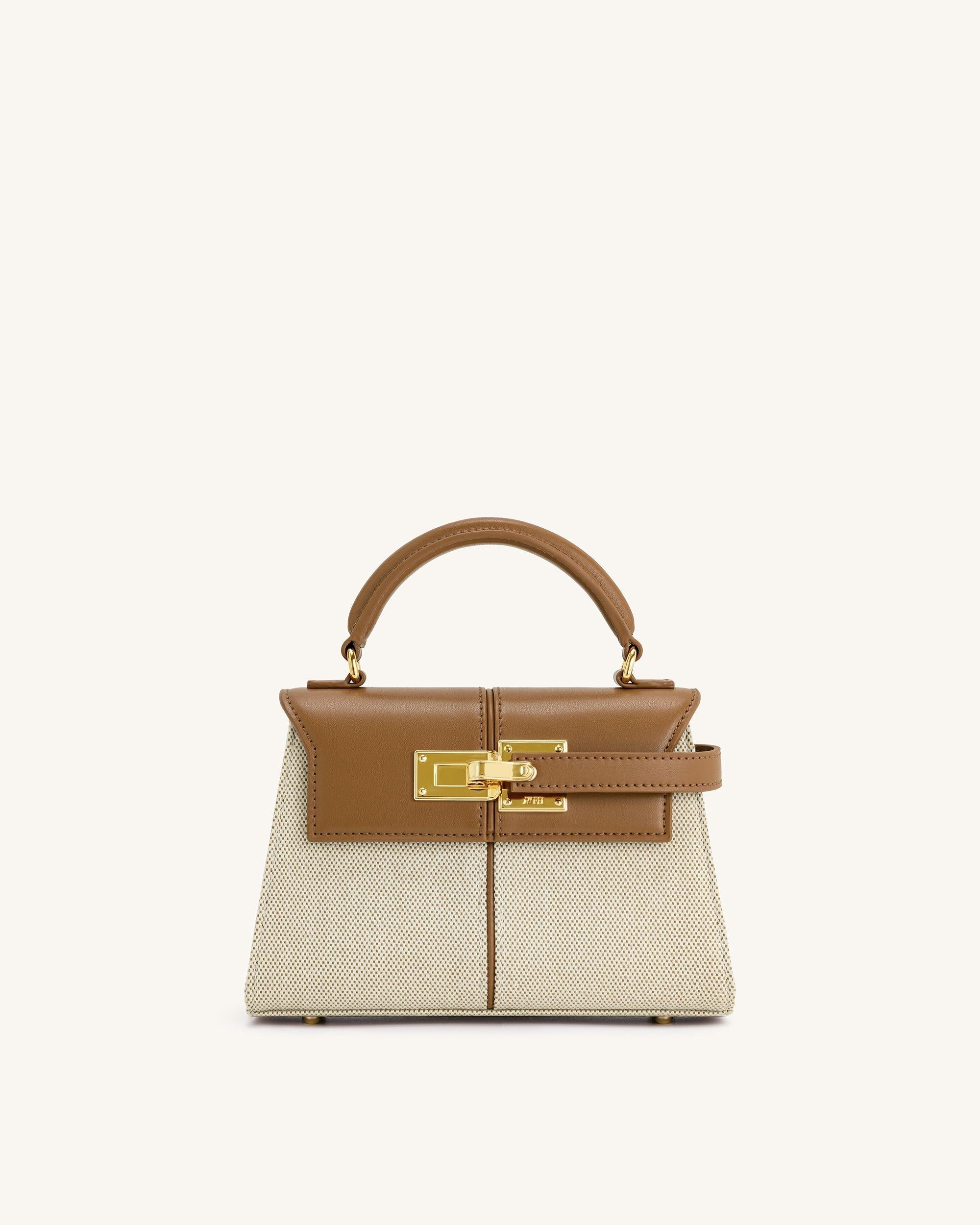 Elise Top Handle Bag - Brown Canvas | JW PEI