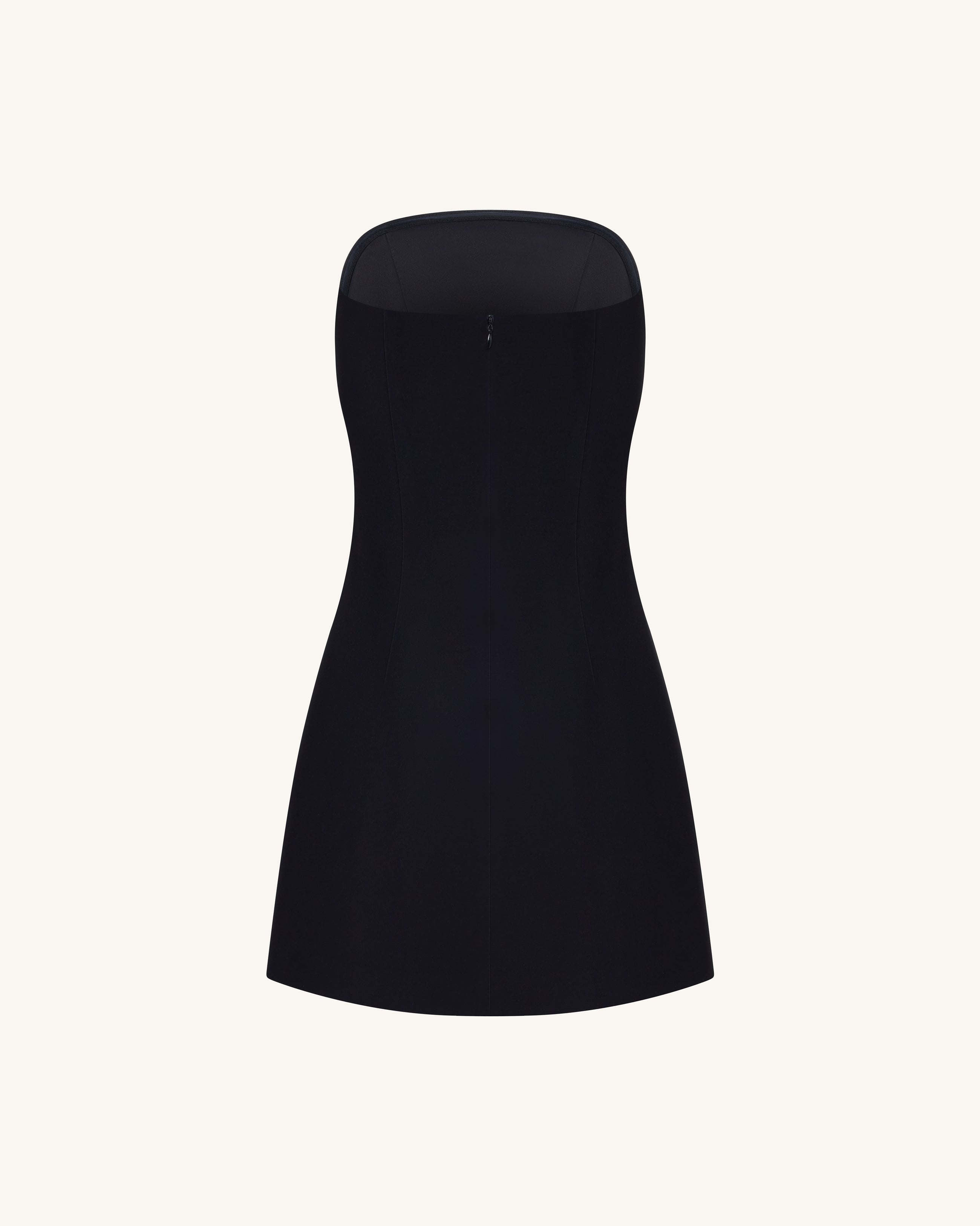 Strapless Floral Appliqué Dress - Black