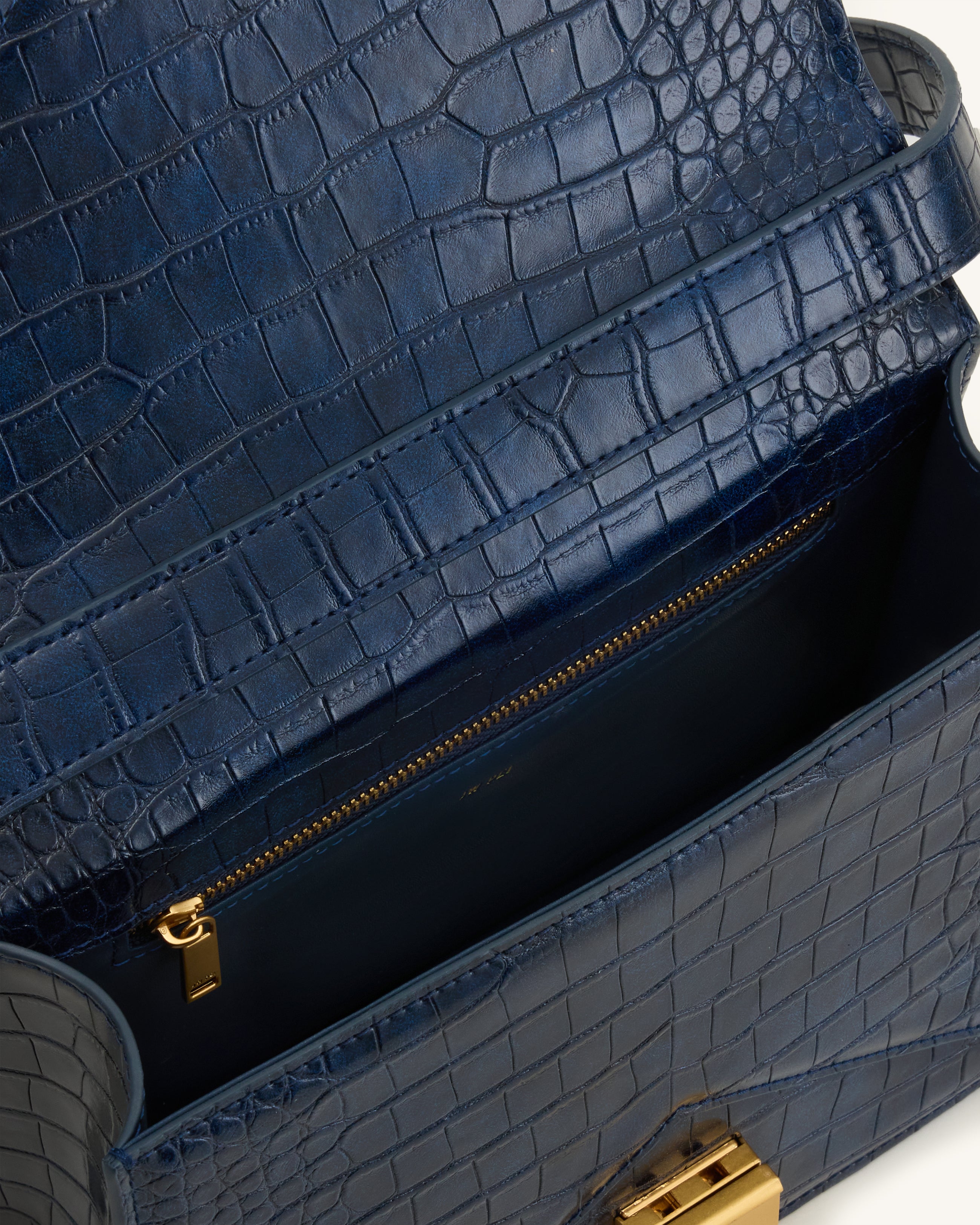 Clio Envelope Crossbody Bag - Navy Croc