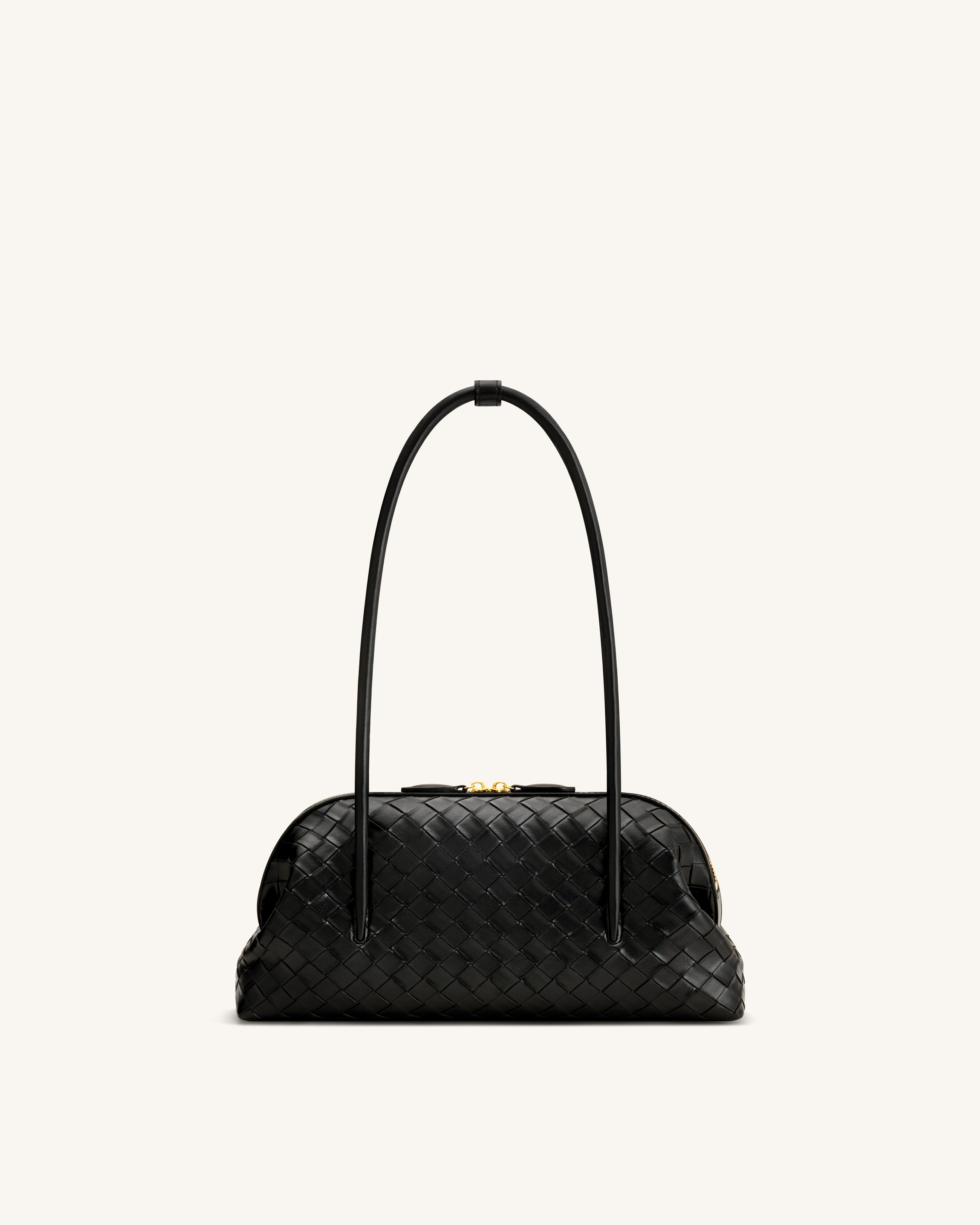 Aveline Woven Textured Shoulder Bag - Black