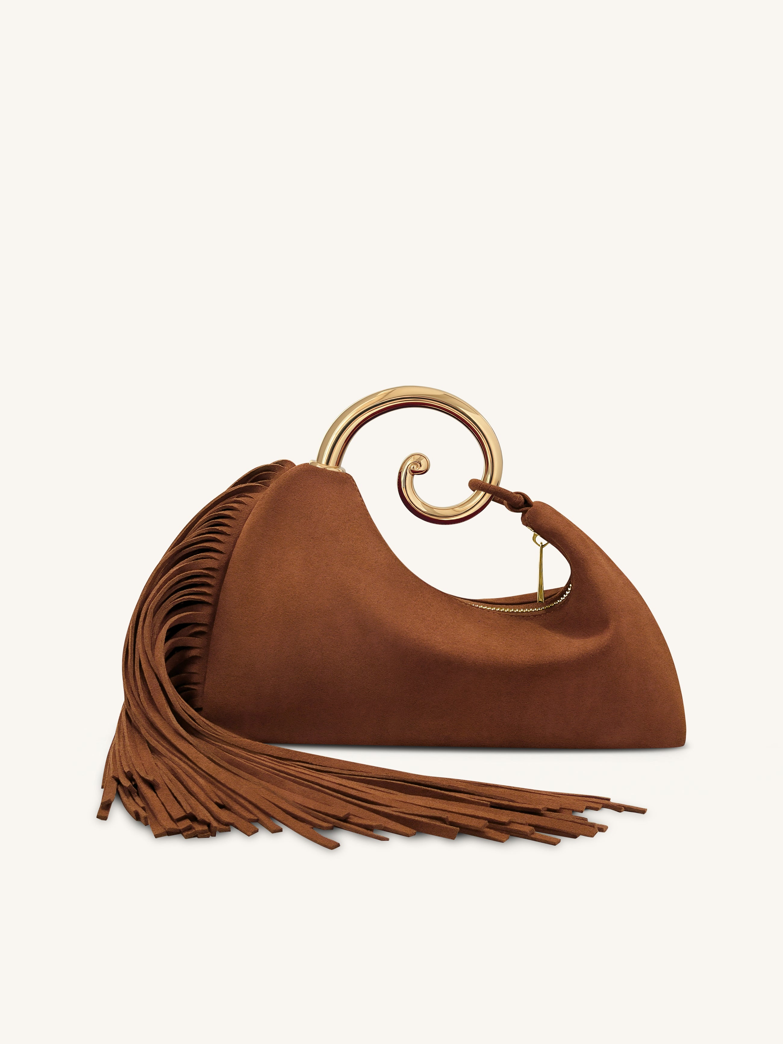 Nell Fringe Hardware Top Handle Bag - Mocha Brown