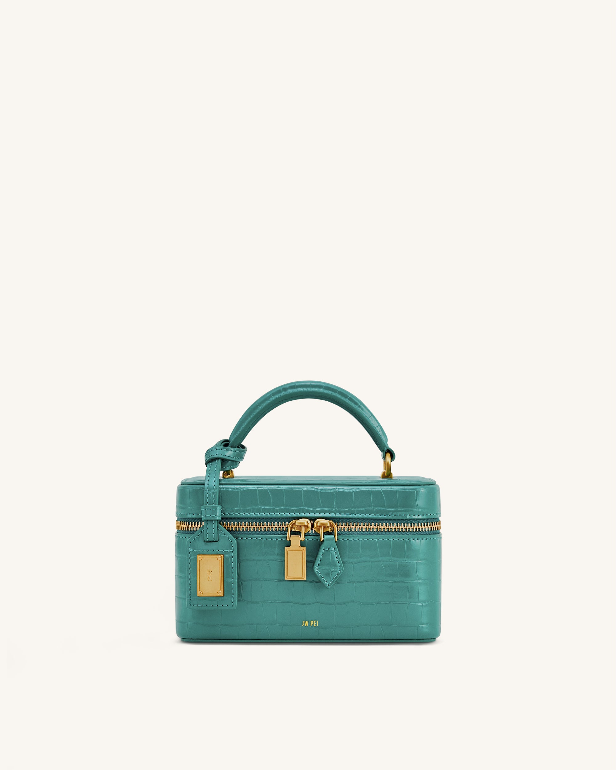 Cleo Box Shape Top Handle Bag - Green Croc | JW PEI