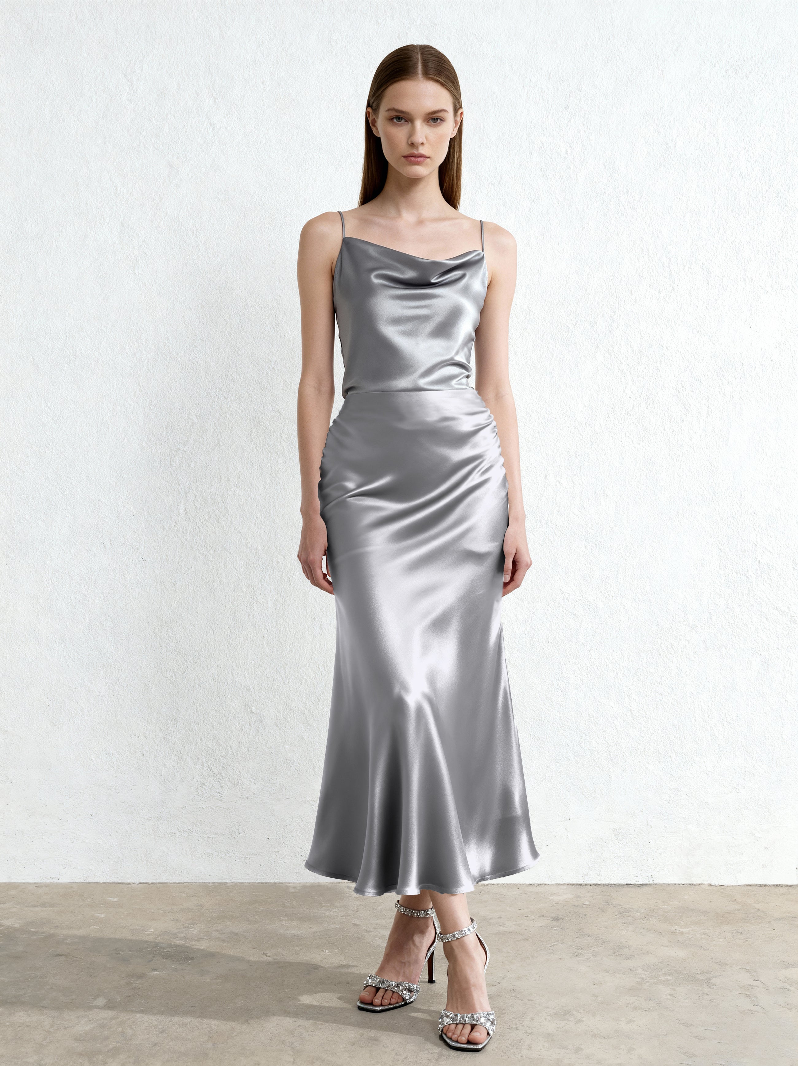Liquid Satin Cowl Camisole - Silver