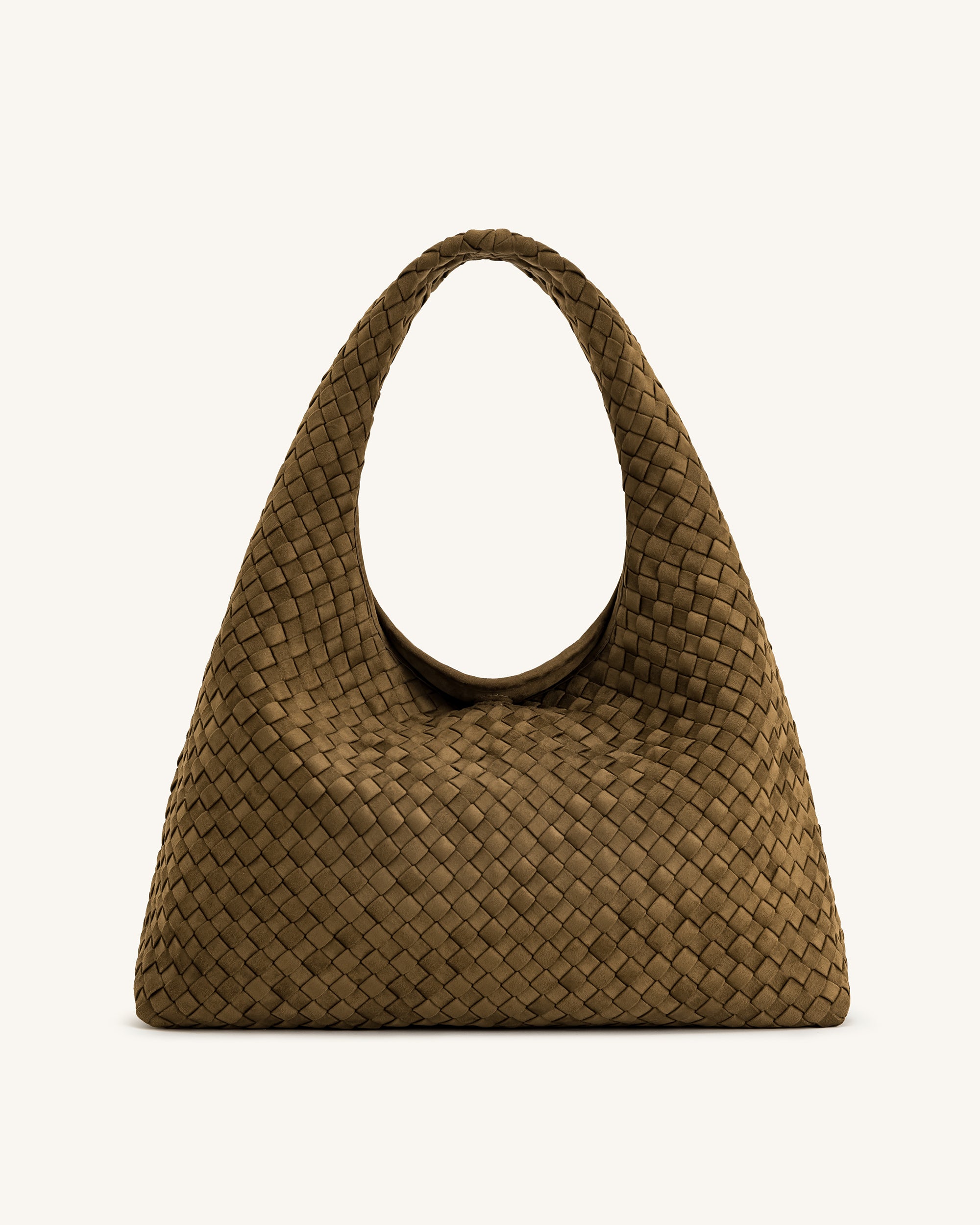 Iaura Faux Suede Woven Shoulder Bag - Olive Green