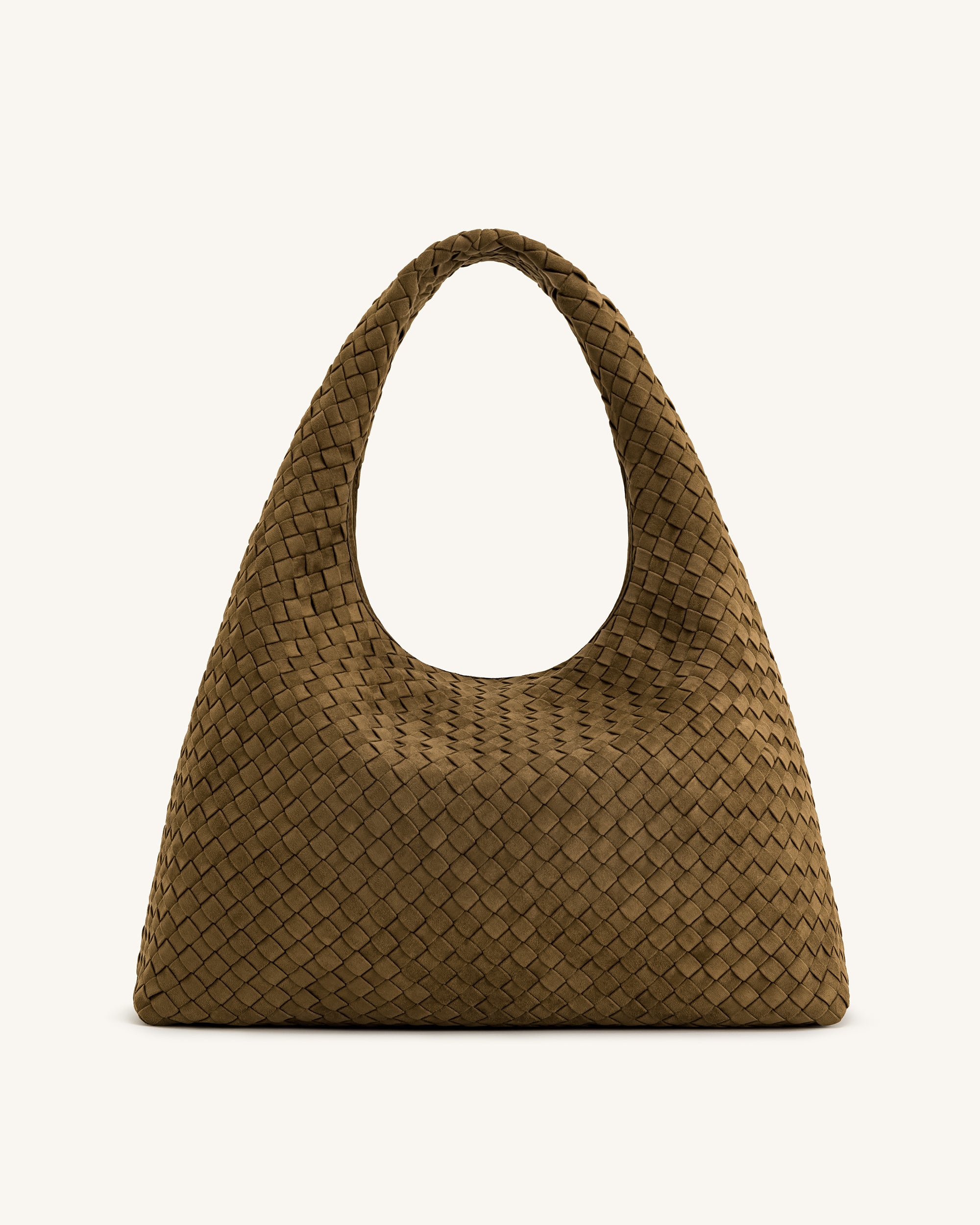 Iaura Faux Suede Woven Shoulder Bag - Olive Green