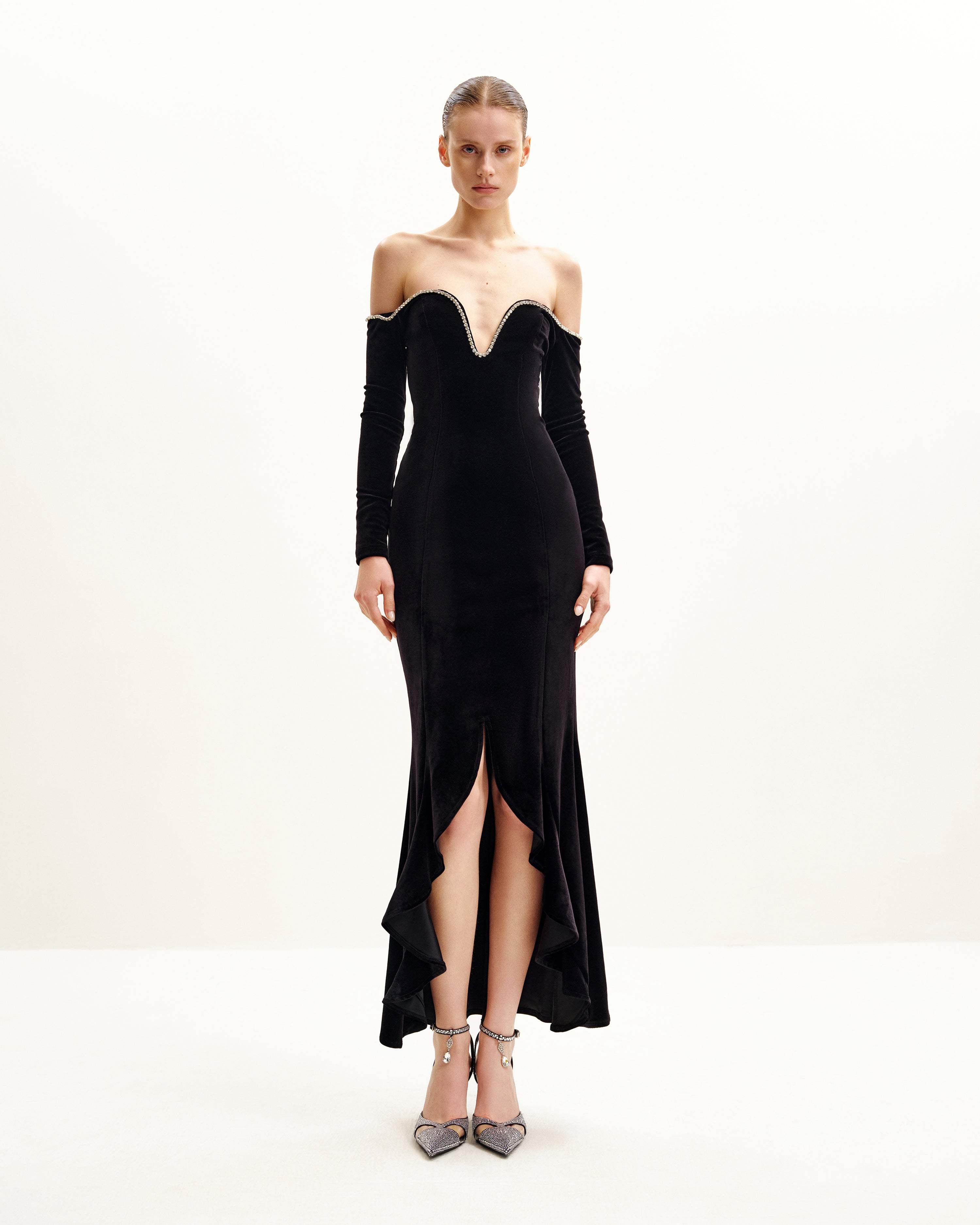 Jefferson Black Off-The-Shoulder Gown main image 1