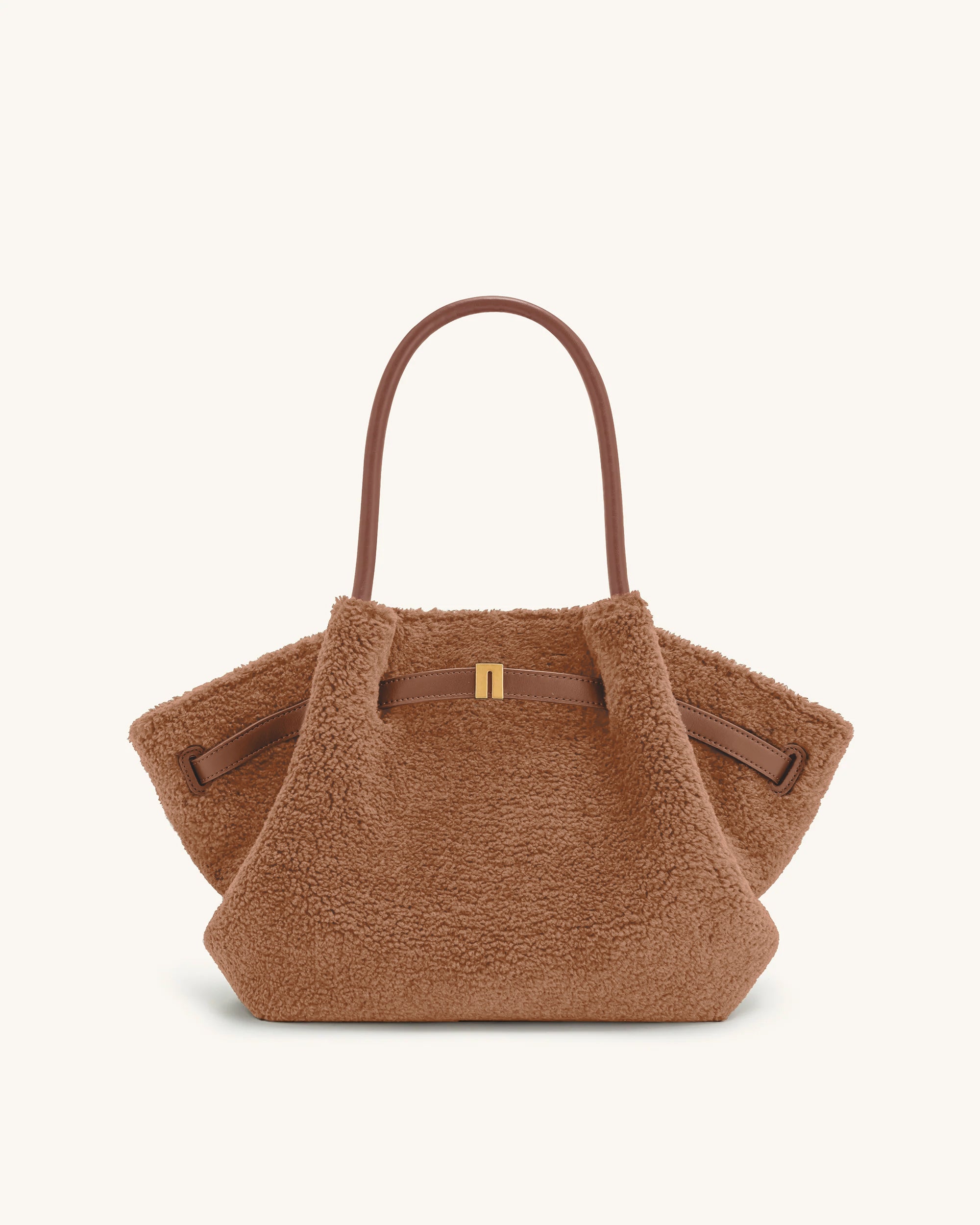 Hana Medium Faux Fur Tote Bag - Coffee Brown