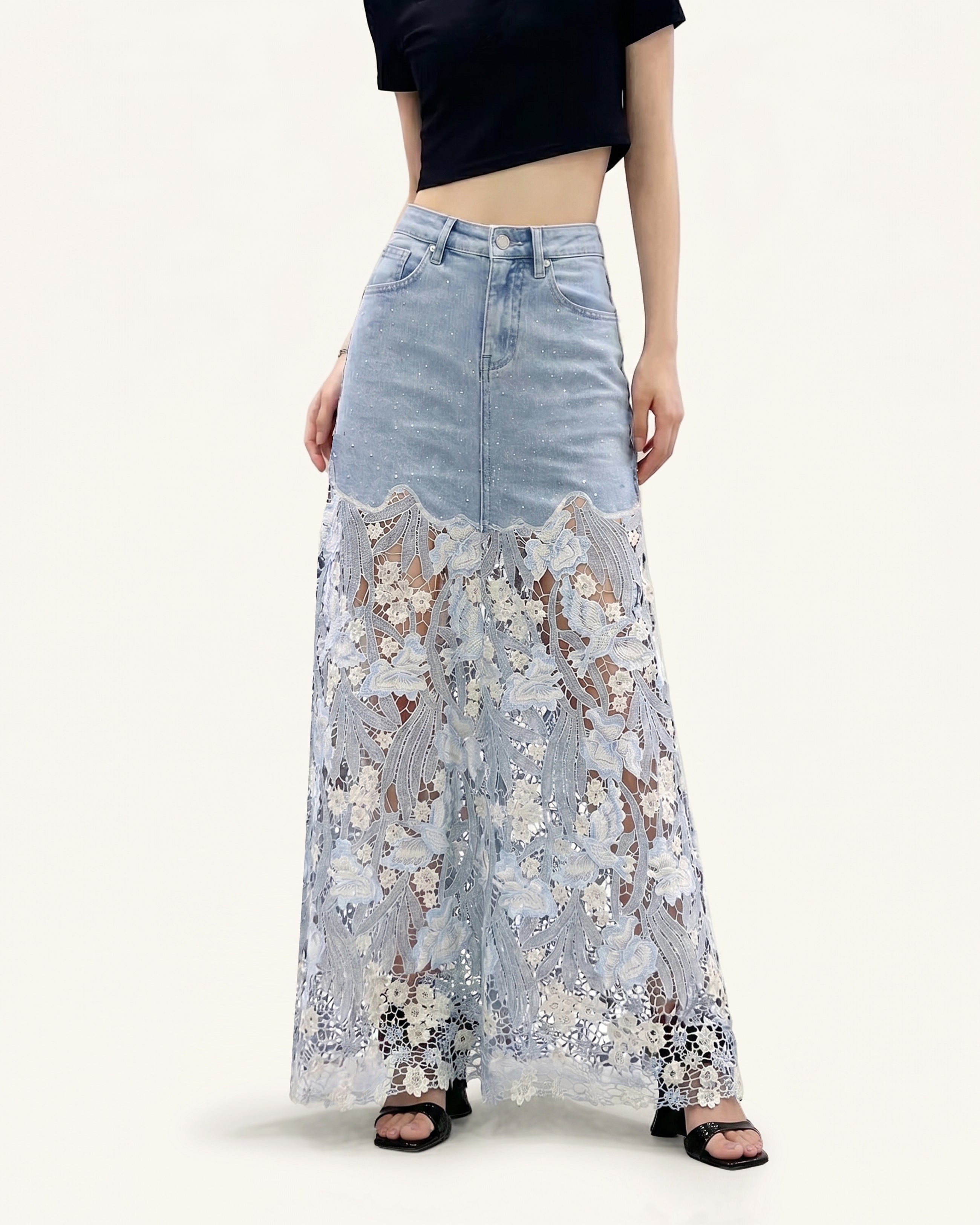 The Secret Garden Denim Skirt - Light Blue