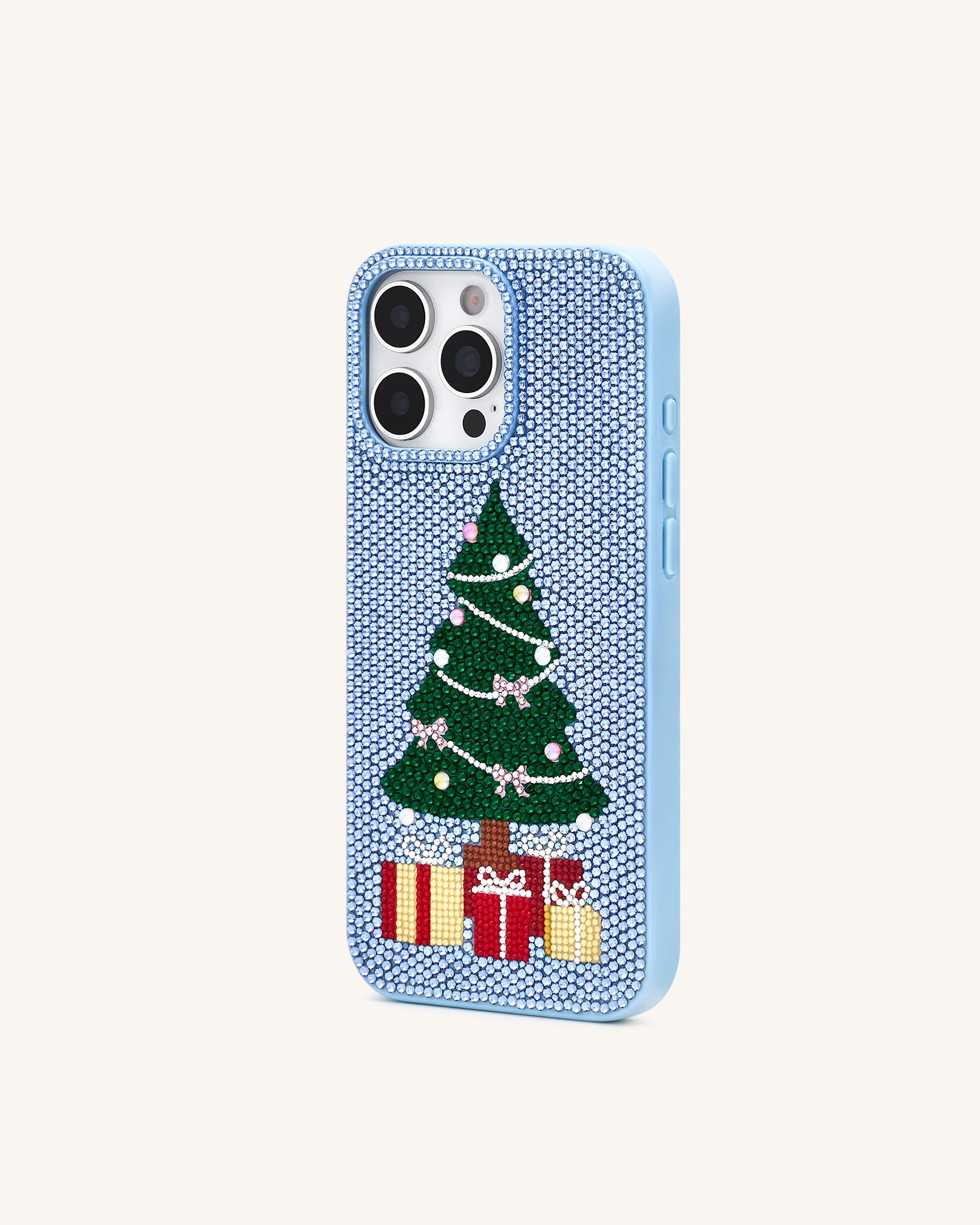 Christmas Tree Bling Phone Case - Light Blue