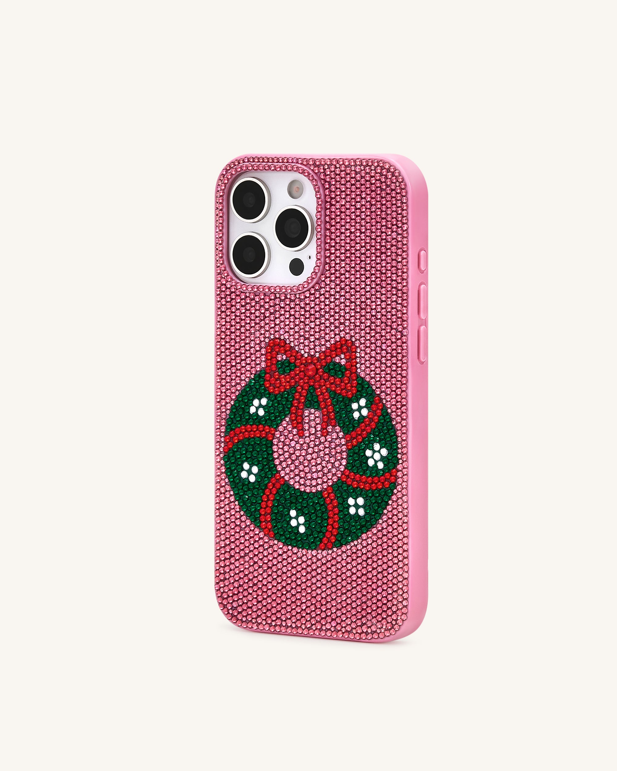 Holiday Wreath Bling Phone Case - Pink