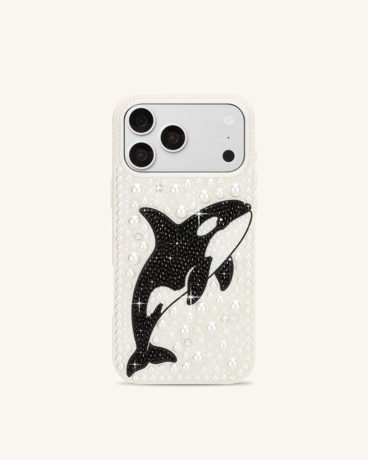 Orca Pearl Embellished Phone Case – White