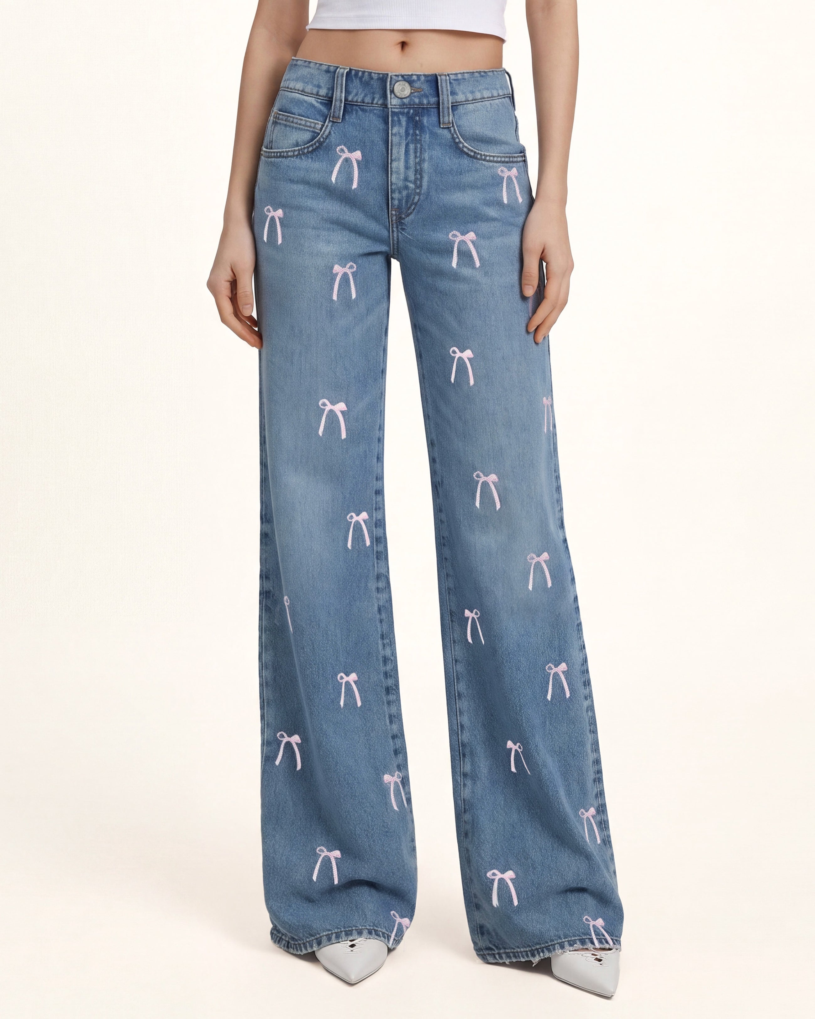 The Daydreamer Pastel Bow-Knot Jeans - Dancing in The Moonlight