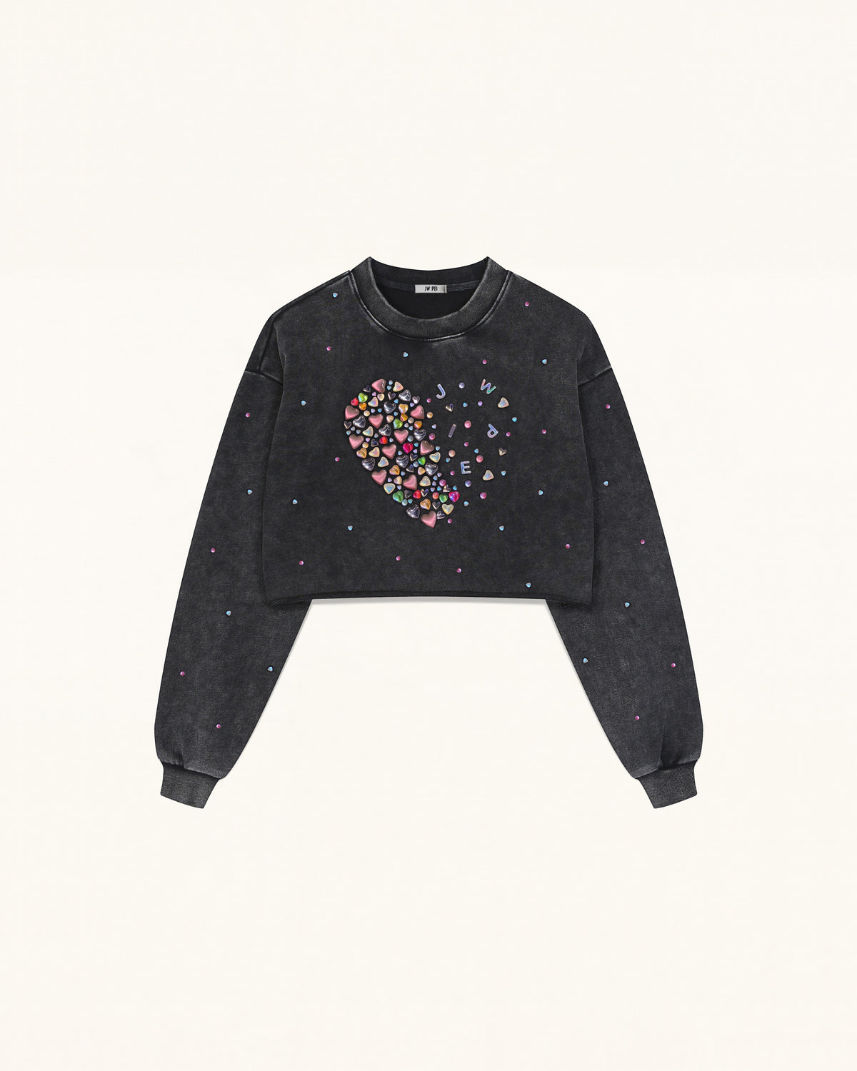 Candy Resin Heart Sweatshirt - Black
