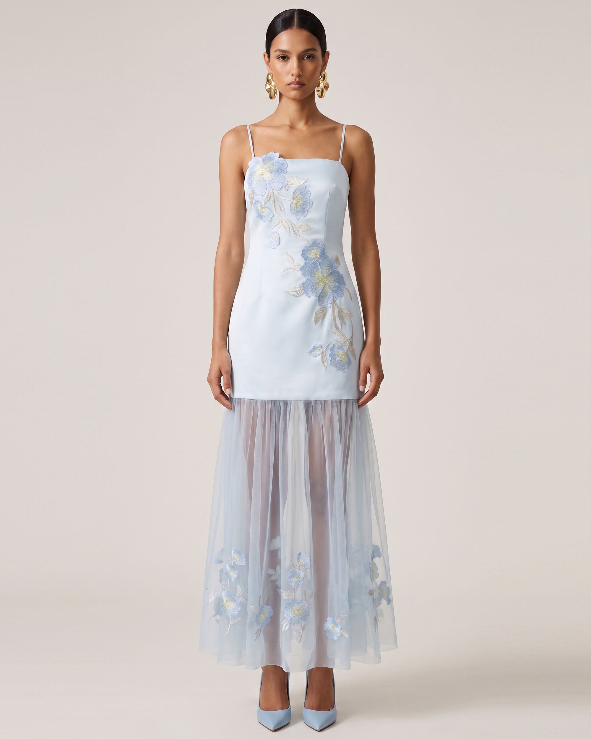 sheer overlay maxi dress Floral Embroidered Prom/Graduation Xs black lace Effortlessly Stylish flowy overlay that creates Color:Ivory/Multi*