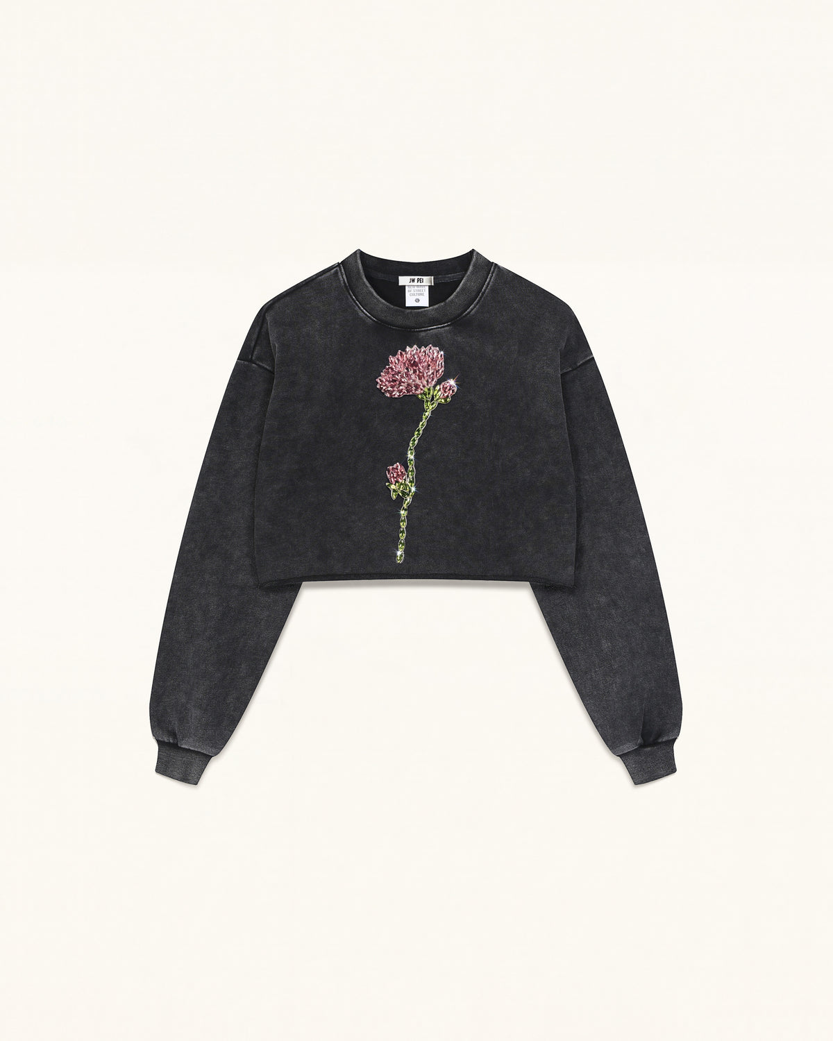 The Enchanted Rhinestone Rose Sweatshirt - Black