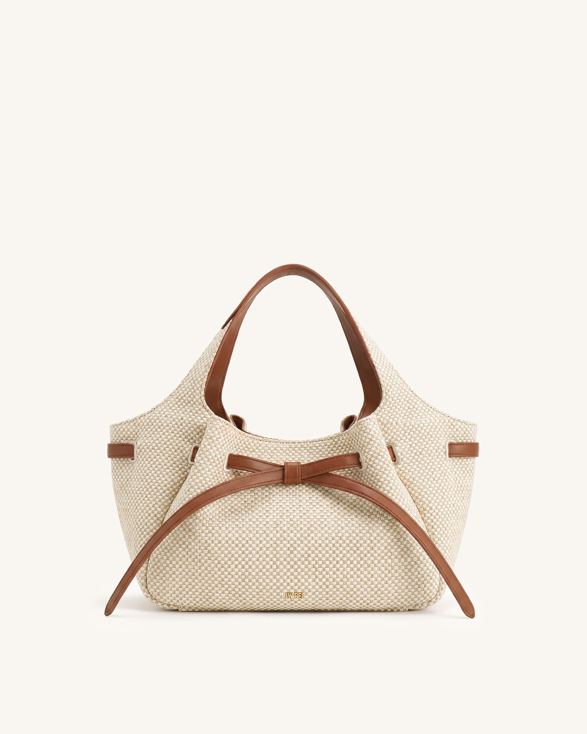 Mabel Soft Bow Tote Bag - Light Brown Canvas