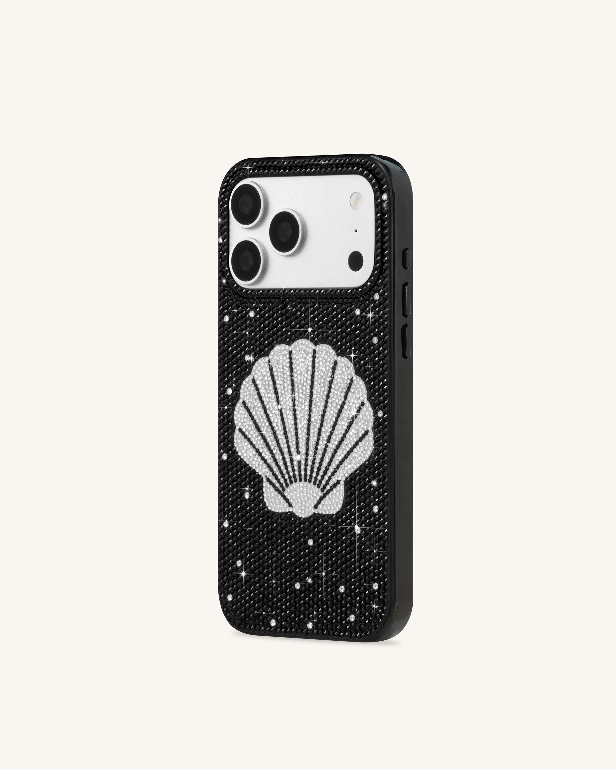 Seashell Artificial Crystal Phone Case - Black