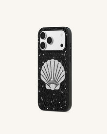 Seashell Artificial Crystal Phone Case - Black