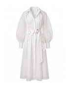 Orchid Embellished Cold-Shoulder Midi Shirt Dress - Off White
