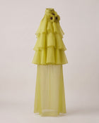 Poppy Embroidered Halter Tiered Ruffle Maxi Dress - Lime Green