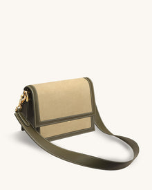 Mini Flap Faux Suede Crossbody - Green