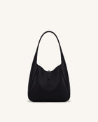 Bruna Pebbled Hobo Bag - Black