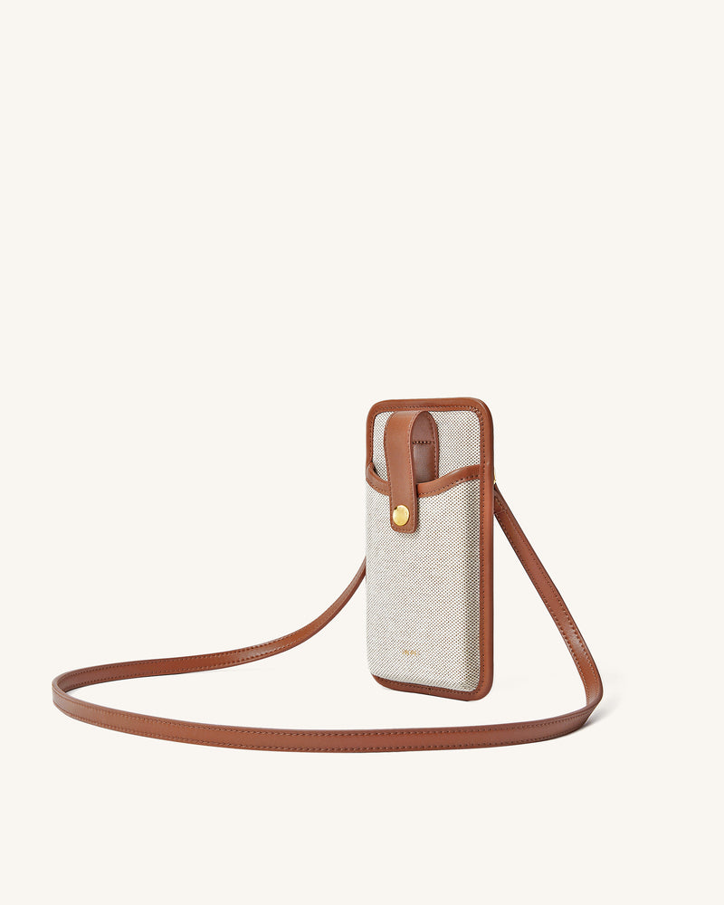 Aylin Canvas Phone Bag - Brown