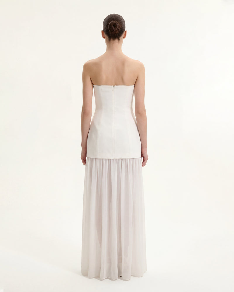 Floral One Shoulder Maxi Dress - White