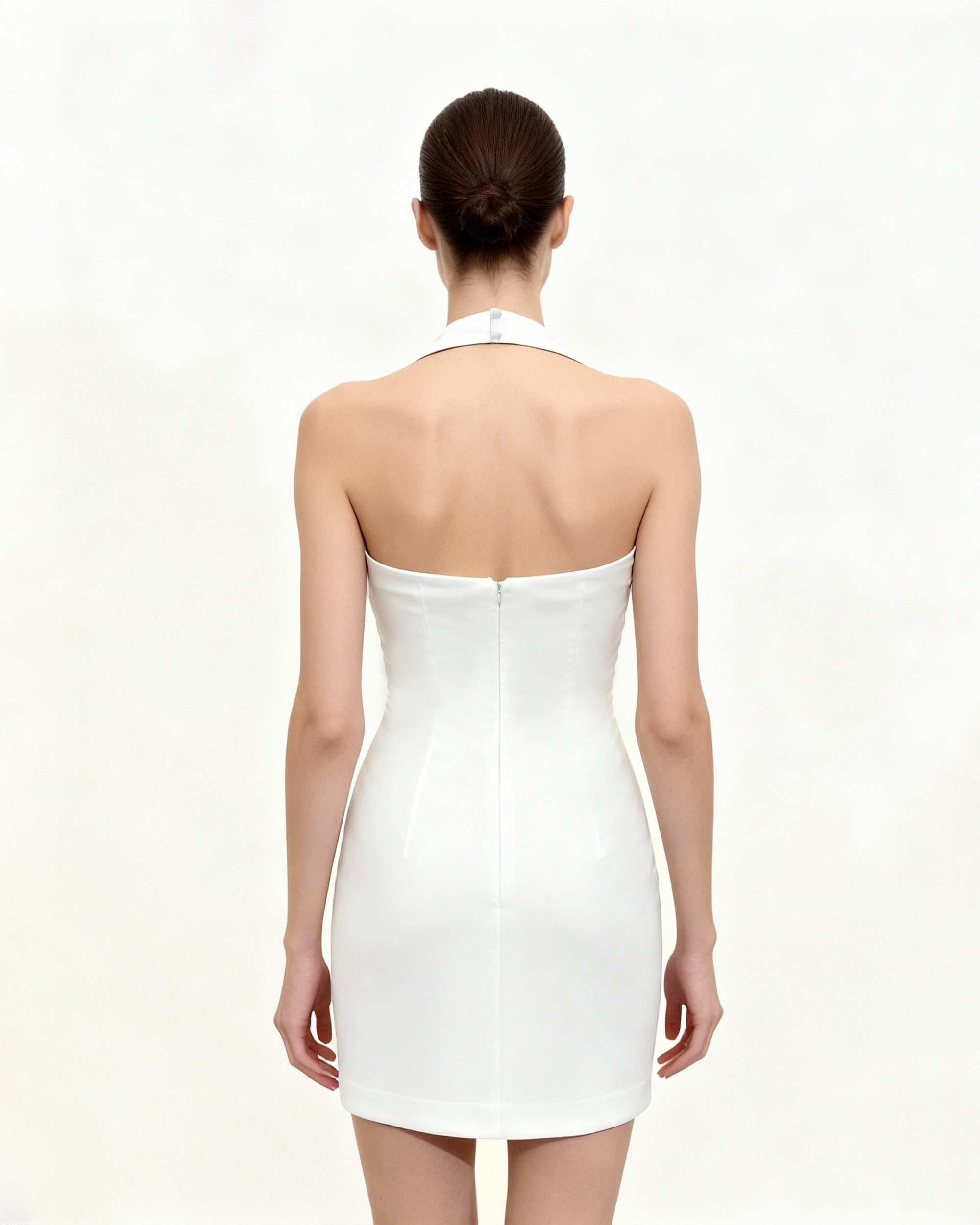 Floral Halter Bodycon Dress - White