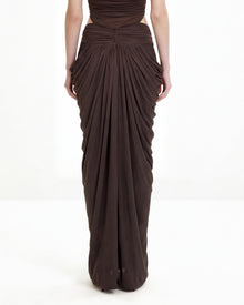 Draped Twist-Front Maxi Skirt - Brown