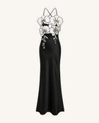 Orchid Embroidered Dress – Black/White