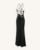 Orchid Embroidered Dress – Black/White