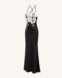 Orchid Embroidered Dress – Black/White