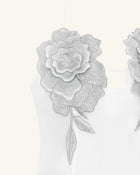 Flower Embroidered Mini Dress - White