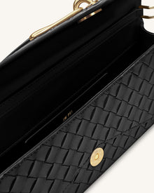 Celeste Woven Textured Envelope Top Handle Bag - Black