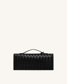 Celeste Woven Textured Envelope Top Handle Bag - Black
