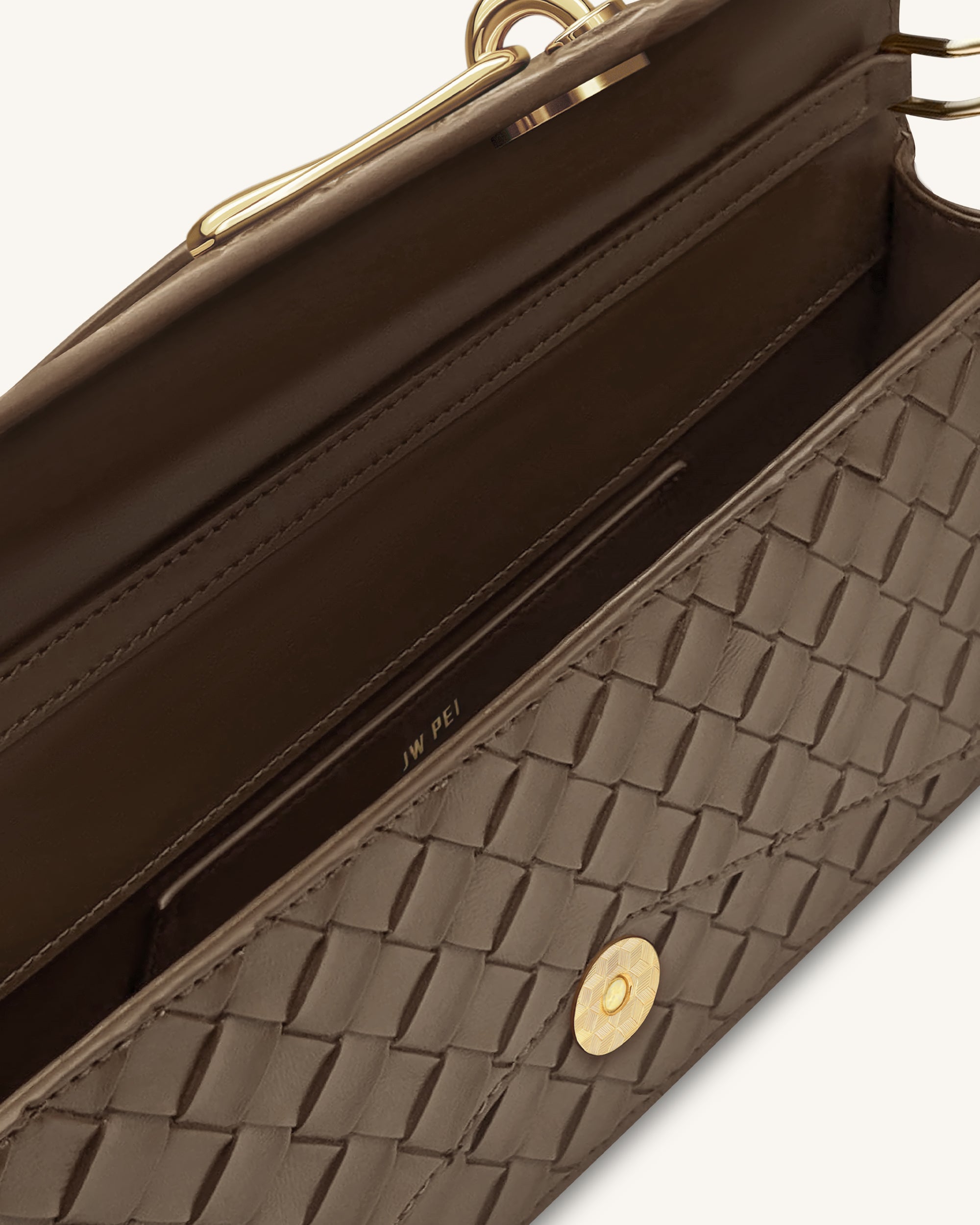 Celeste Woven Textured Envelope Top Handle Bag - Mocha Brown