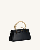 Elena Snake Handle Top Handle Bag - Black