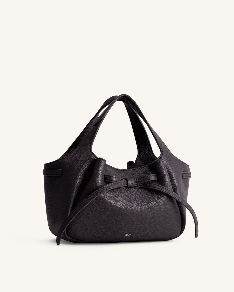 Mabel Soft Bow Tote Bag - Dark Brown
