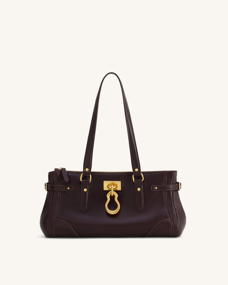 Yvette Elongated Tote Bag - Dark Brown