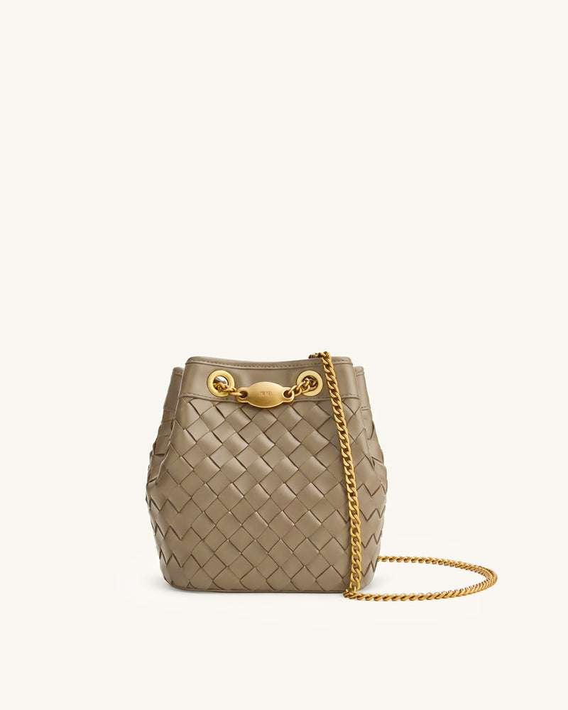 Yara Hand-Woven Bucket Bag - Taupe