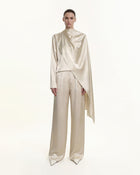 Satin Wide-Leg Trousers - Cream
