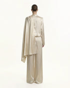 Satin Wide-Leg Trousers - Cream