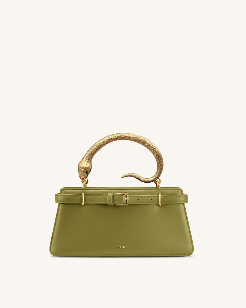 Elena Snake Handle Top Handle Bag - Matcha Green