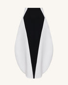 Monochrome Paneled Structured Pannier Maxi Skirt - Black