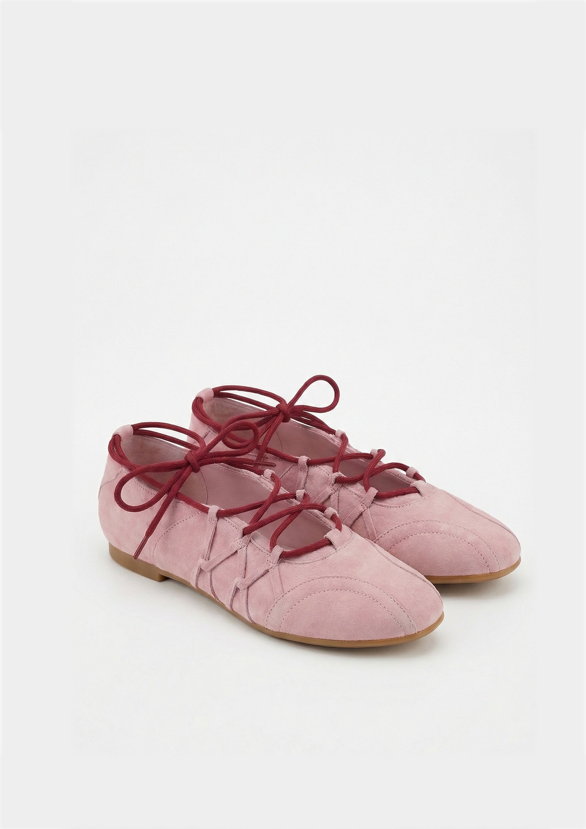 Iria Lace-Up Ballet Flats - Dusty Rose