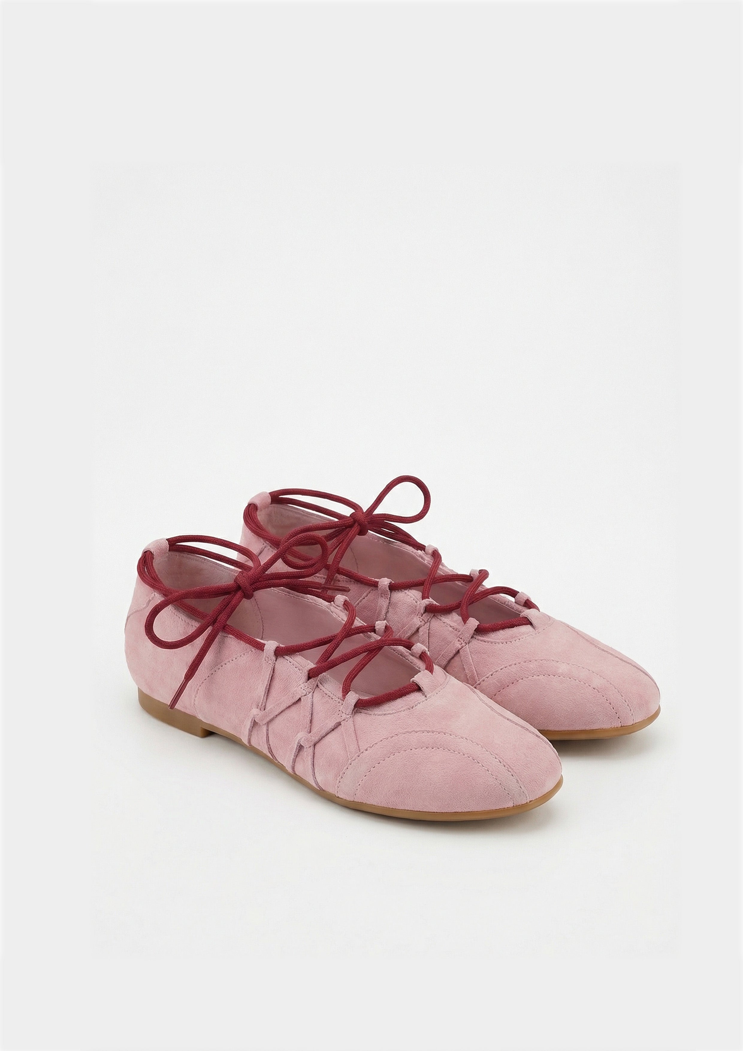 Iria Lace-Up Ballet Flats - Dusty Rose