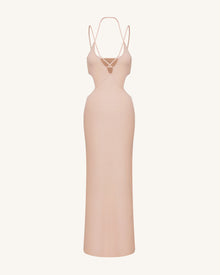 Ribbed Knit Cutout Maxi Dress - Pink