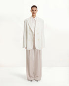 Pleated Wide-Leg Trousers - Beige