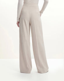 Pleated Wide-Leg Trousers - Beige